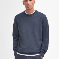 Barbour Pima Cotton Crew Neck Sweater Navy