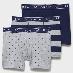 Crew Clothing Jersey Boxer 3 Pack - Grey Boats