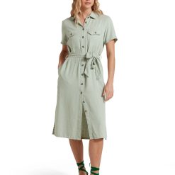 Schoffel Daisy Linen Dress - Aqua Grey