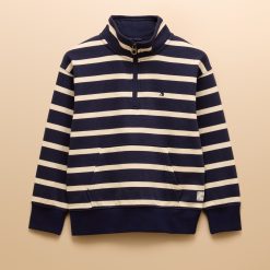 Joules Kids Alfie 1/4 Zip Sweatshirt Navy Cream Stripe