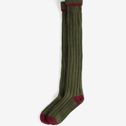 Barbour Contrast Gun Stockings - Olive/Cranberry
