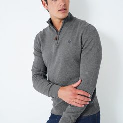 Crew Clothing Classic 1/2 Zip Knit Jumper - Grey Marl