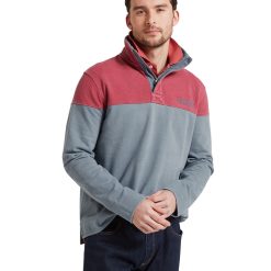 Schoffel Helford Heritage Sweatshirt - Slate Red/Dark Pigeon Blue