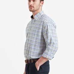 Schoffel Holkham Classic Shirt - French Navy/Light Khaki/Sky Blue