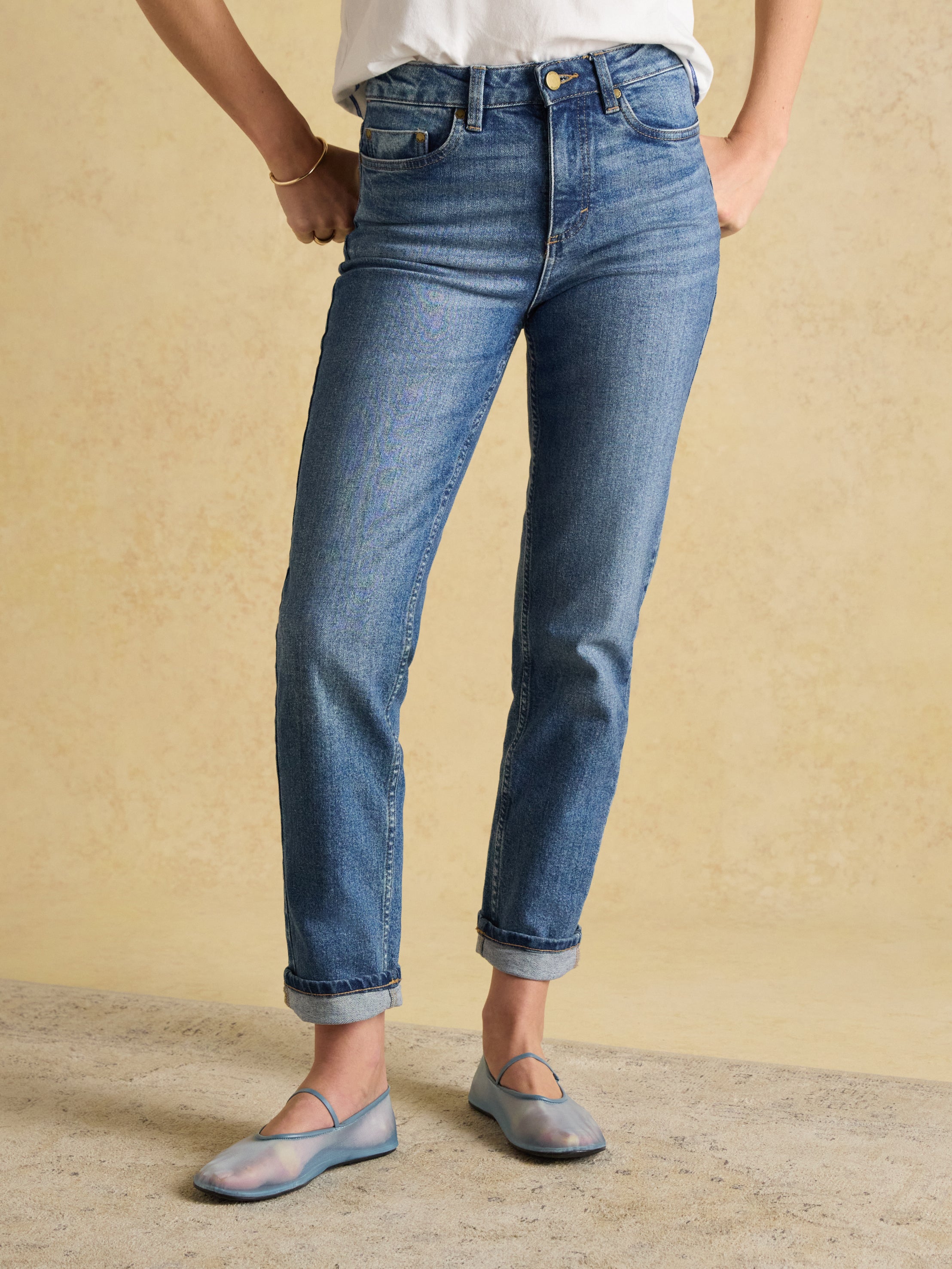 JoulesWomensMidBlueStraightFitMidRiseJeans