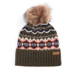 Barbour Helen Fair Isle Beanie Hat Olive