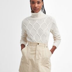Barbour Burne Roll Neck Jumper - Ecru