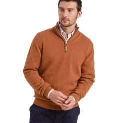 Schoffel Lewis Lambswool 1/4 Zip Jumper - Brick