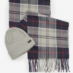 Barbour Swinton Beanie & Galingale Scarf Set - Blue Granite