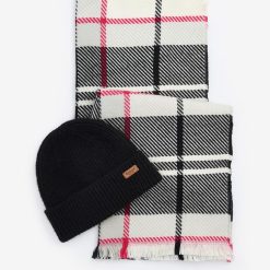 Barbour Pendle Beanie & Blair Scarf Set - Hot Pink Monochrome