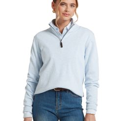 Schoffel Polperro Pima 1/4 Zip Jumper - Blue Water
