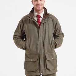 Schoffel Ptarmigan Tweed Classic Coat - Loden Green Herringbone Tweed