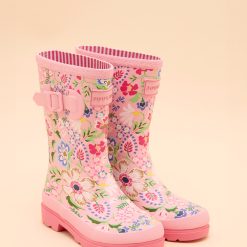 Joules Printed Wellies - Pink Floral